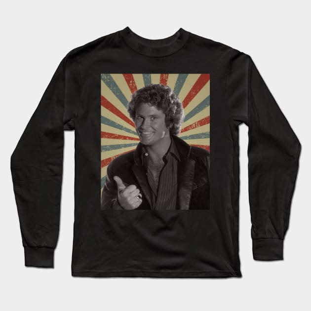 David Hasselhoff Long Sleeve T-Shirt by LivingCapital 